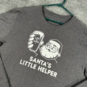 Life is Good Santas Little Helper Shirt Mens Large Black Long Sleeve Crew Crushe